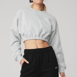 ALO Devotion Crew Neck Pullover SZ XS in Athletic Heather Gray